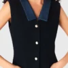 Abito in tweed con dettagli in denim
