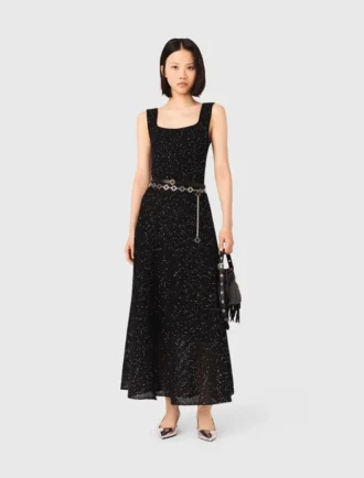 Abito lungo in maglia con strass Abito lungo in maglia con strass