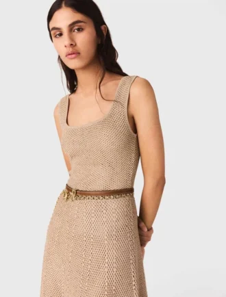 Abito lungo in maglia con strass
