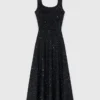Abito lungo in maglia con strass