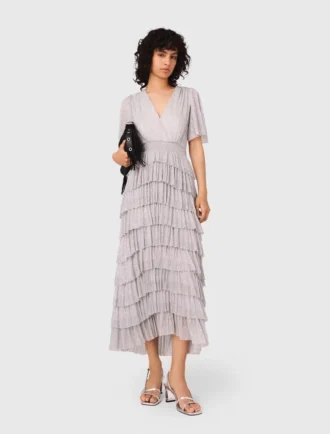 Abito midi con volant metallizzati