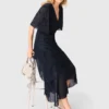 Abito midi con volant metallizzati
