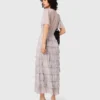 Abito midi con volant metallizzati