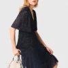 Abito midi con volant metallizzati