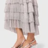 Abito midi con volant metallizzati