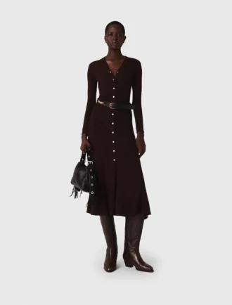 Abito midi in maglia con bottoni