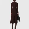 Abito midi in maglia con bottoni