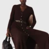 Abito midi in maglia con bottoni