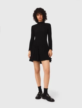 Abito mini skater con collo alto