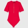 Body a maniche corte in maglia a costine