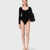 Body in velluto con dettagli a corsetto