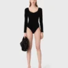 Body in velluto con dettagli a corsetto