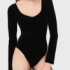 Body in velluto con dettagli a corsetto