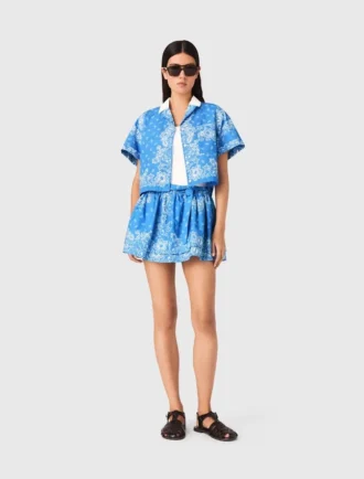 Camicia con colletto stampato a contrasto
