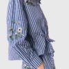 Camicia corta a righe ricamata Camicia corta a righe ricamata