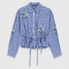 Camicia corta a righe ricamata Camicia corta a righe ricamata