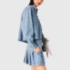 Camicia corta in denim con strass Camicia corta in denim con strass