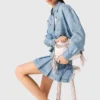 Camicia corta in denim con strass Camicia corta in denim con strass