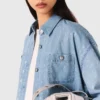 Camicia corta in denim con strass Camicia corta in denim con strass
