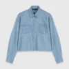 Camicia corta in denim con strass Camicia corta in denim con strass