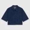 Camicia corta in denim ricamata Camicia corta in denim ricamata