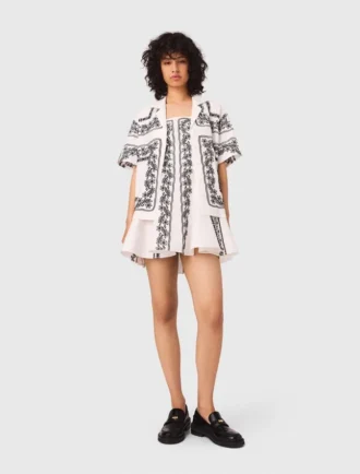 Camicia ricamata a maniche corte