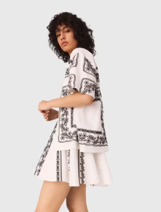 Camicia ricamata a maniche corte