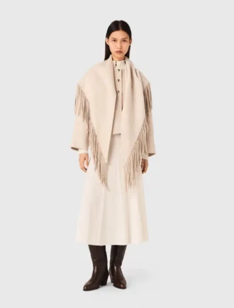 Cappotto corto in lana con sciarpa rimovibile