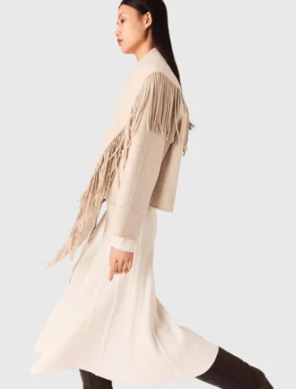 Cappotto corto in lana con sciarpa rimovibile