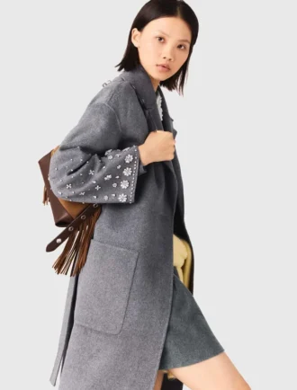 Cappotto lungo double-face con strass