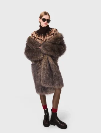 Cappotto lungo in pelliccia sintetica