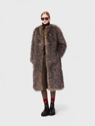 Cappotto lungo in pelliccia sintetica