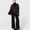 Cardigan a quadri con strass