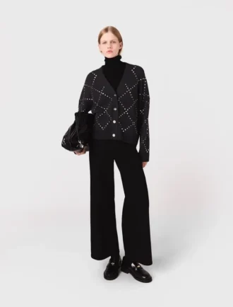 Cardigan a quadri con strass