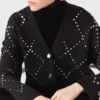 Cardigan a quadri con strass