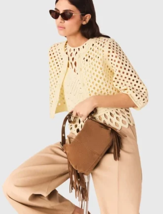 Cardigan all’uncinetto con strass