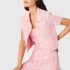 Cardigan all’uncinetto con strass