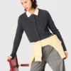 Cardigan Amour a girocollo in maglia a costine