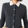 Cardigan Amour a girocollo in maglia a costine