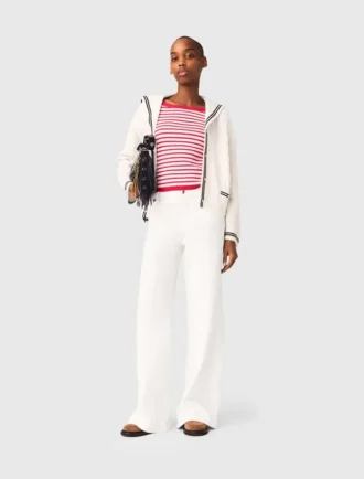 Cardigan con collo a barchetta a trecce