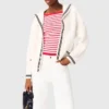 Cardigan con collo a barchetta a trecce