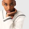 Cardigan con collo a barchetta a trecce