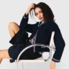 Cardigan con collo a barchetta e lavorazione a trecce