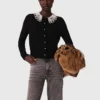 Cardigan con collo decorato con perline rimovibile