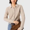 Cardigan con collo di perle rimovibile