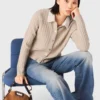 Cardigan con collo di perle rimovibile