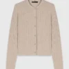 Cardigan con collo di perle rimovibile