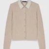 Cardigan con collo di perle rimovibile