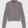 Cardigan con collo in strass