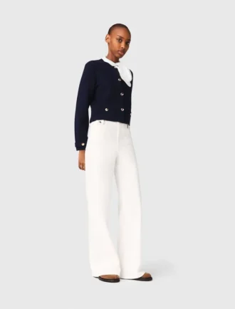 Cardigan con collo ricamato